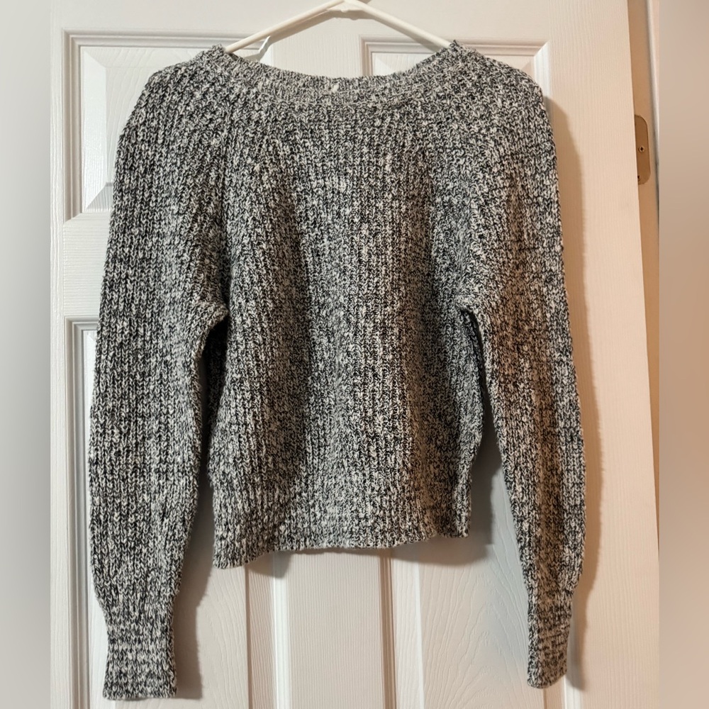 Free People Marled Black and White Sweater